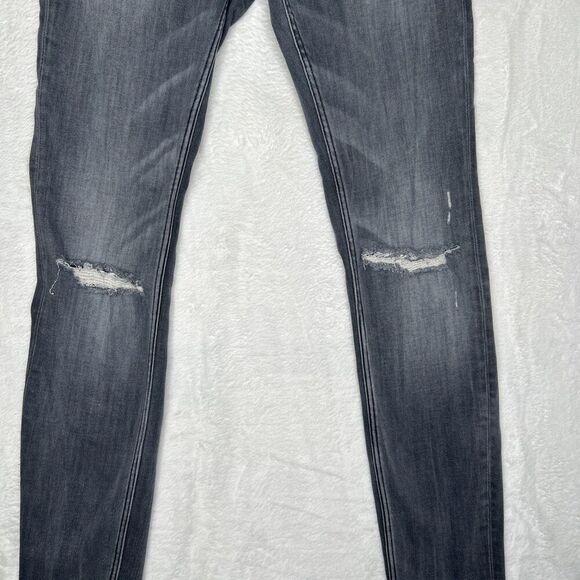 Zara Super Skinny Jeans Low Rise Size 4 Gray Distressed Premium Denim Collection - Picture 2 of 12